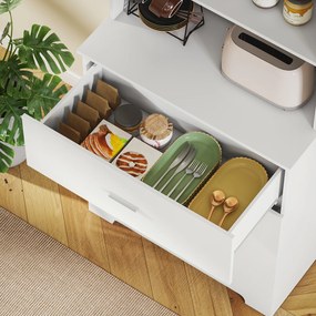 Bibliotecă HOMCOM cu 3 rafturi deschise și 3 sertare, din lemn, 79x39.5x182.2 cm, Alb | Aosom Romania