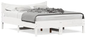 844750 vidaXL Cadru de pat, alb, 120x190 cm, lemn masiv pin