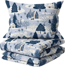Lenjerie de pat din flanel SNOWY VALLEY albastru Dimensiune lenjerie de pat: 70 x 90 cm | 140 x 200 cm