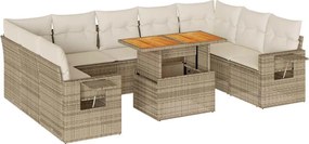 vidaXL Set canapele de grădină cu perne, 10 piese, bej, poliratan
