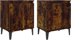 vidaXL Noptiere cu picioare din metal, stejar afumat, 40x30x50 cm