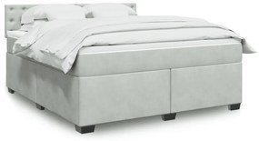 vidaXL Pat box spring cu saltea, gri deschis, 180x200 cm, catifea
