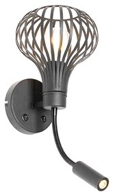 Aplică modernă neagră cu lampă de citit 2 lumini - Saffira Brescia