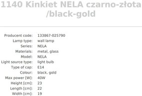 Aplica de perete design modern Nela negru, auriu