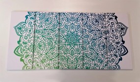 Tablou 5-piese Mandala în albastru-verde
