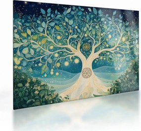 Tablou pe sticlă – Arbore magic cu spirale (70x50 cm)