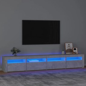 Comodă TV cu lumini LED, gri beton, 240x35x40 cm