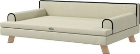 PawHut Canapea pentru câini și pisici design scandinav pernă moale detașabilă picioare din lemn masiv 100 x 62 x 32 cm bej | Aosom Romania