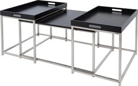 Set de 3 masute design industrial Elements negru