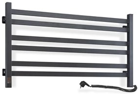 Radiator baie tip scară AVANGARD cu termostat, 316W/230V, 50,6cm, IP44, negru, montare pe partea dreaptă