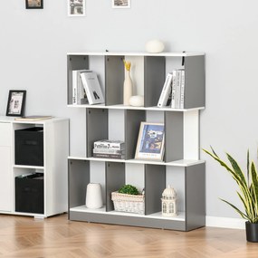 HOMCOM Bibliotecă Mobilă cu 8 Rafturi pentru Sufragerie și Dormitor, 100x24x124 cm, Gri Închis | Aosom Romania