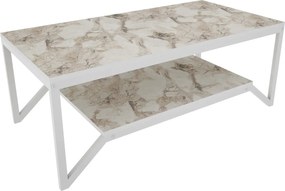 Masuta cafea Flora, bej cu efect de marmura/alb, PAL melaminat, 120x60