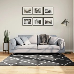 vidaXL Covor pufos &quot;PAMPLONA&quot; fire înalte negru/crem modern 160x160 cm