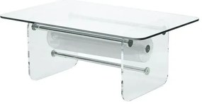 Masuta Cafea Alba colectie KUUMO MW, perna alba, laterale PMMA, transparente si blat de sticla 12 mm