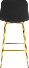 Scaun de bar POZZA VELVET cu picioare aurii, neagra
