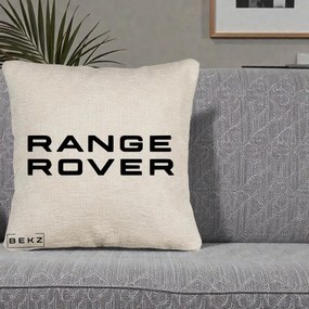 Perna Personalizata cu emblema Range Rover, 40x40 cm, Bej Canapea, Husa Detasabila, Perna Inclusa, BEKZ®