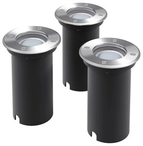 vidaXL Corpuri de iluminat LED pentru sol, exterior, rotunde, 3 buc.
