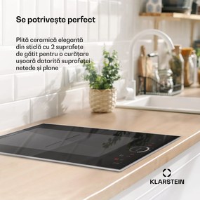 Klarstein Delicatessa Domino Prime, plită incorporabilă, cu inducție, 2 zone, 3500 W