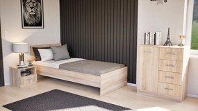 Comodă Miami cu 1 ușă și 4 sertare 80x92 cm stejar sonoma-stejar sonoma