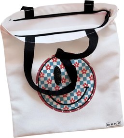 Sacosa de Panza pentru Cumparaturi, Geanta Tote, model Pattern, Cu fermoar, 38x34.5 cm, Alba, BEKZ®