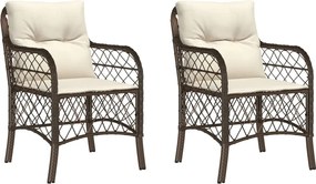 vidaXL Fotolii de grădină cu perne, 2 buc., maro, poliratan