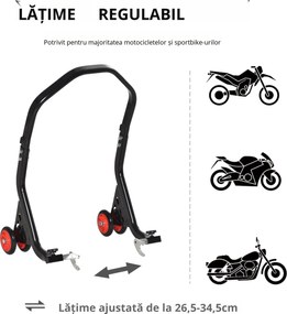 Durhand Stender Spate Ridicare Motociclete Universal Până la 200kg Negru | Aosom Romania