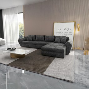 Colțar extensibil dumonde cu ladă de depozitare si sezut confortabil din spuma high-density, Loana XL Euphoria Negru II 335x185 cm