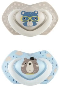 Canpol Babies 2 buc suzete simetrice din silicon, 0-6m, Salut Paris, gri/albastru
