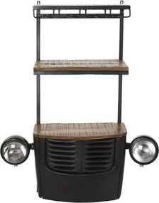 Suport de perete, pentru sticle, din lemn de acacia si metal, Grille