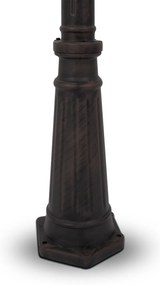 Stalp de exterior cu 3 brate protectie IP44, Fleur H-239cm, bronz antic
