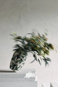 Vază din ceramică artizanală, albastru, cu formă ondulată și fundiță decorativă cu buline, 19,5x28,5 cm, „Belivia" (Copy 1)