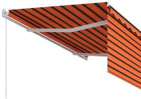 Copertina retractabila manual cu stor, portocaliumaro, 3x2,5 m portocaliu si maro, 3 x 2.5 m