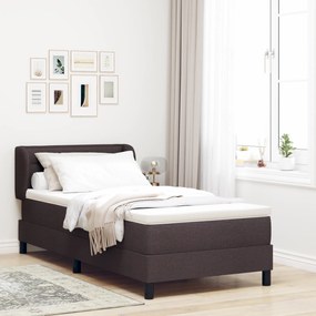 vidaXL Pat box spring cu saltea, maro închis, 80x200 cm, textil