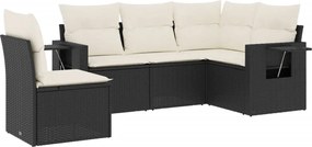 vidaXL Set mobilier de grădină cu perne, 5 piese, negru, poliratan