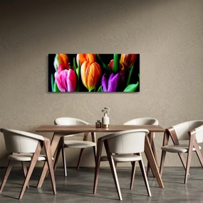 Tablou -Lalele pe fond negru (120x50 cm)