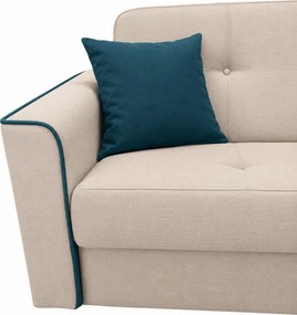 Canapea VERA extensibila, 3 locuri, lada de depozitare, stofa bej cu turcoaz, 225x90x90 Stofa, Bej + Turcoaz