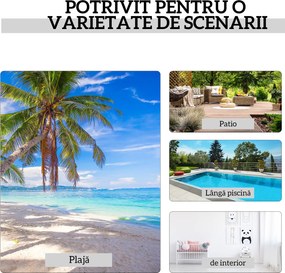 Outsunny Set 2 Sezlonguri de Gradina si 1 Masuta cu Raft din Sticla Negru | Aosom Romania