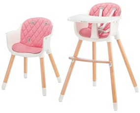 Scaun de masă pentru copii KINDERKRAFT 2v1 SIENNA fag/roz