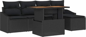 vidaXL Set de masă pentru grădină cu pernă 6 pcs Negru și Maro