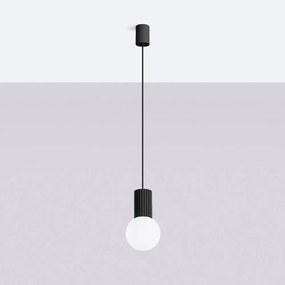 Lustră neagră cu abajur din sticlă ø 12 cm Orbital – Sollux