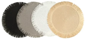 Covoraș rotund în stil boho cu franjuri - set de masă 38 cm Alb