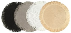 Covoraș rotund în stil boho cu franjuri - set de masă 38 cm Bej