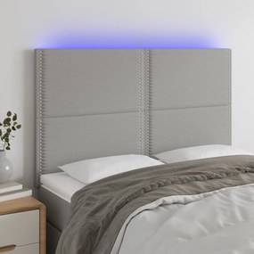 3122282 vidaXL Tăblie de pat cu LED, gri deschis, 144x5x118/128 cm, textil