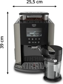 Espressor automat Krups Arabica Latte EA819E10, 1450W, 15 bar, 1.7 l, LCD, 5 programe, 3 functii, 3 setari de temperatura si aroma, Milk Comfort / One Touch Cappuccino, Negru