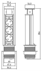 Priza turn incastrabila in blat, 3 prize schuko , cablu 1.5m, neagra, GTV