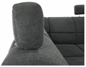 Colţar, piele eco neagră/textil gri închis, stânga, SANTIAGO U