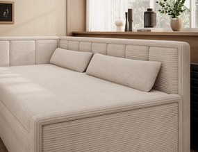 Canapea extensibila brat stanga 3 locuri, ELTAP, Fulgeo, 214x82x77 cm, lemn/catifea din poliester, bej