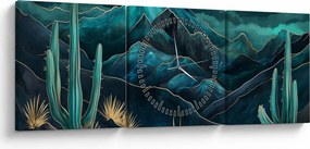 Tablou - Noapte turcoaz (cu ceas) (90x30 cm)
