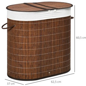 HOMCOM Coș de rufe Wäschesammler, capacitate de 100L, capac detașabil, 38 cm x 38 cm x 57 cm, Maro | Aosom Romania