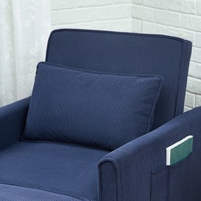 HOMCOM Fotoliu de dormit, reglabil, 3 poziții, cu material din cord, până la 120 kg, Albastru | Aosom Romania